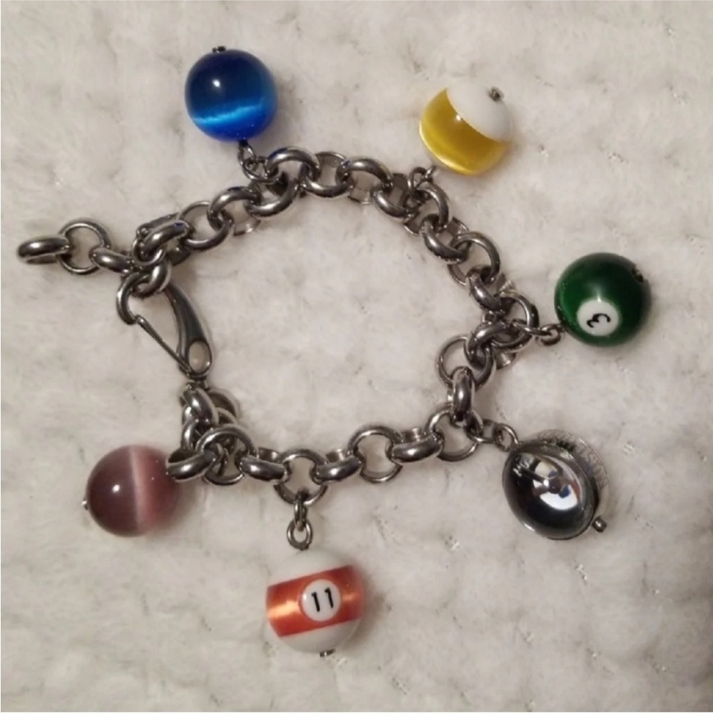 Vintage Moschino "Time for Pool" bracelet watch